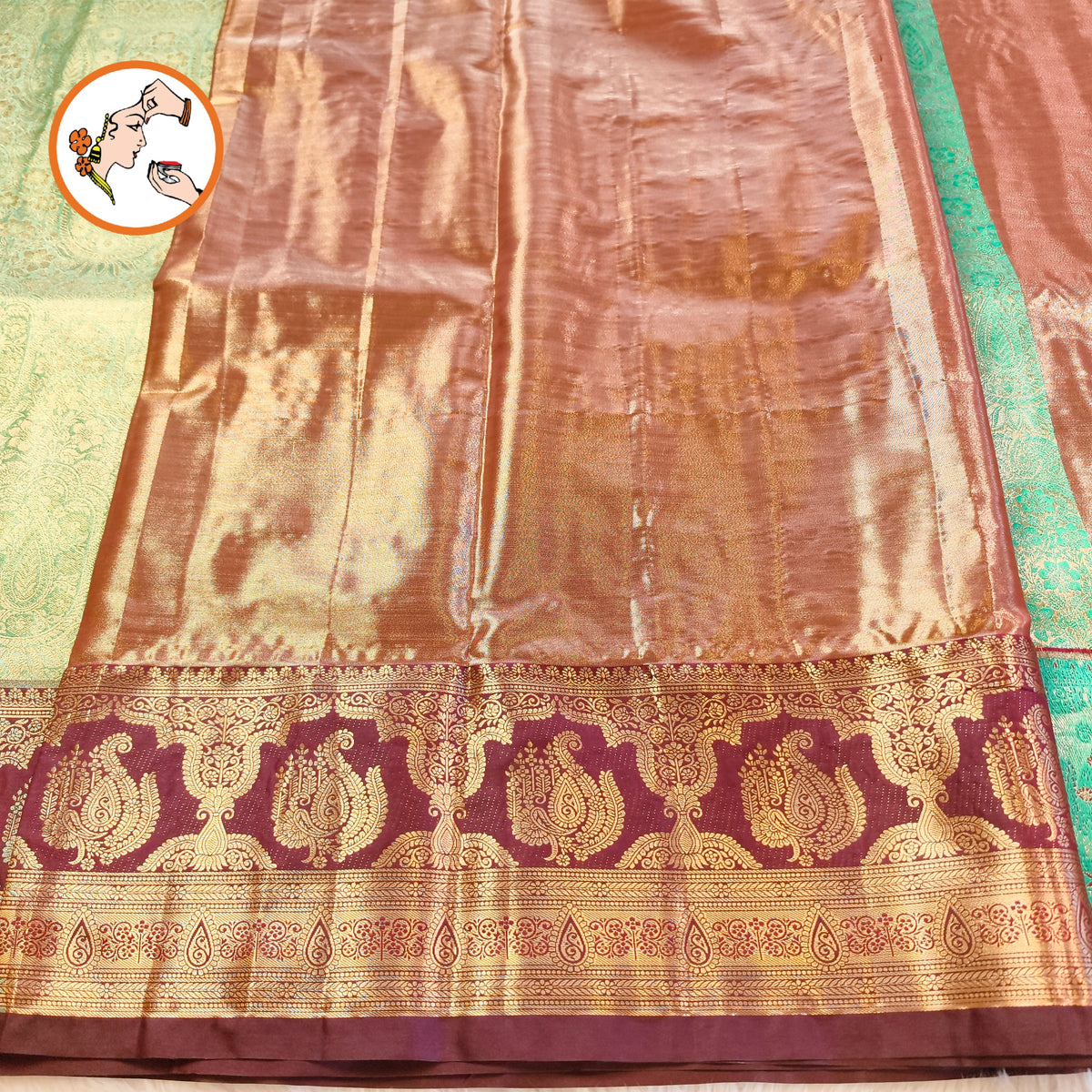 Pista Green with Arakku border Meenakari weaving Kanchipuram High Tissue Silk Saree