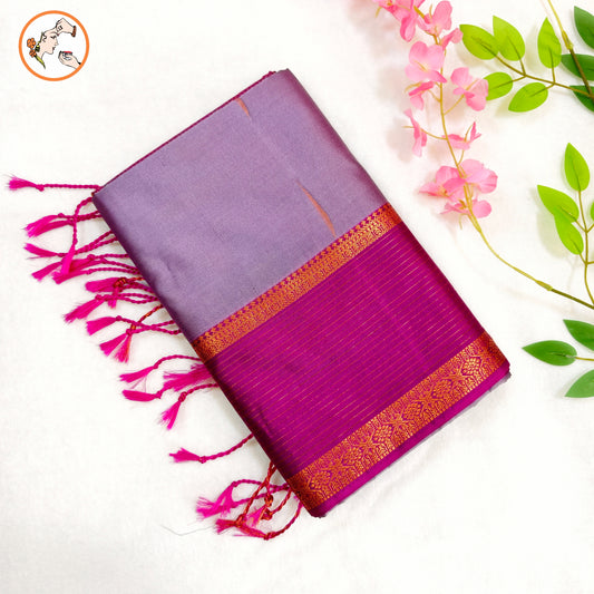 Lavender with Purple Vairoosi border Soft Silk Saree