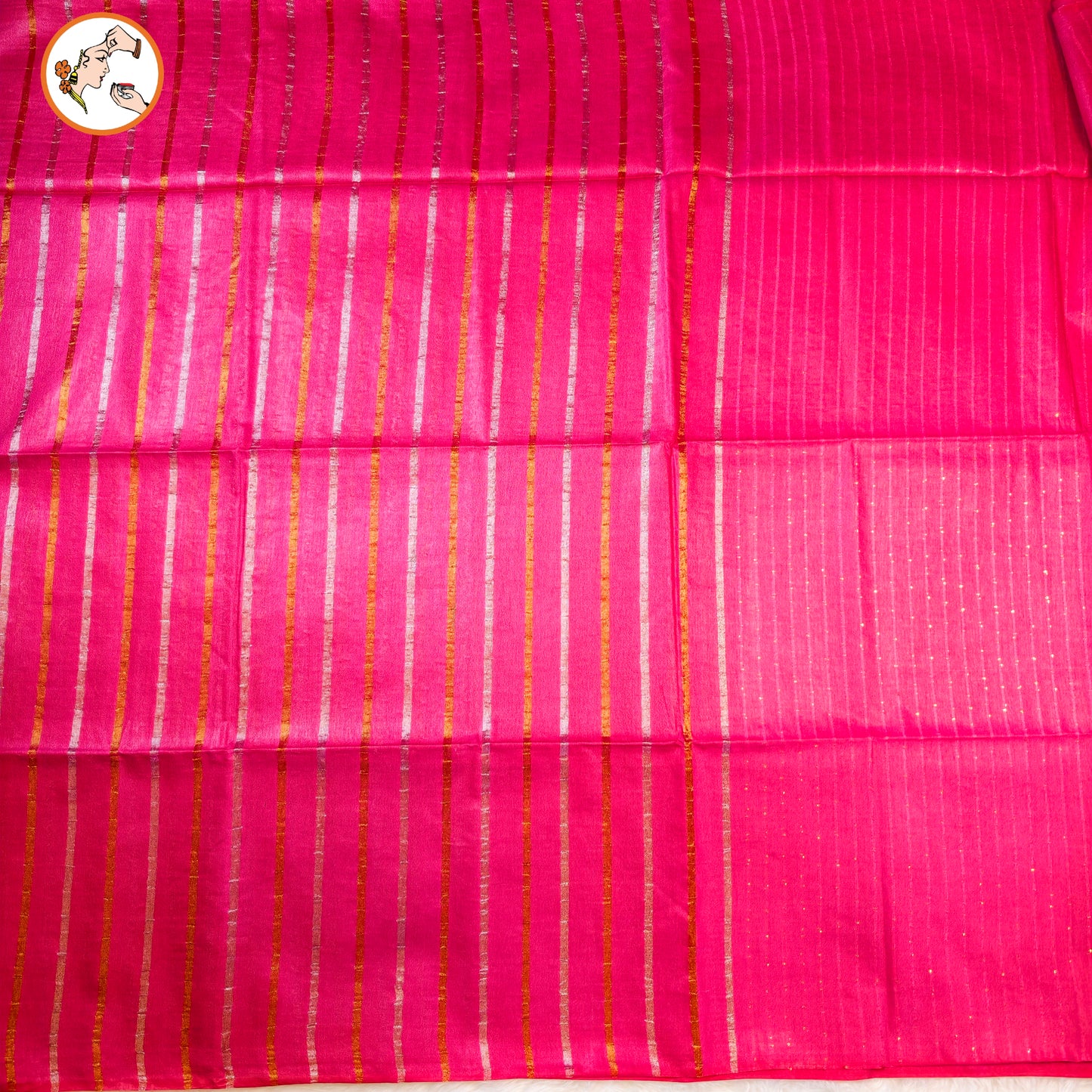 Pink Vertical stripes Handloom Cotton Casual Saree