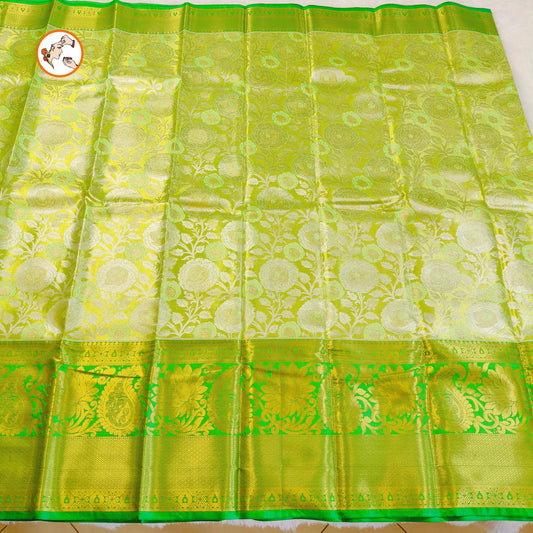 Parrot Green High Tissue Kanchipuram Mix Silk Saree Vivahasilks