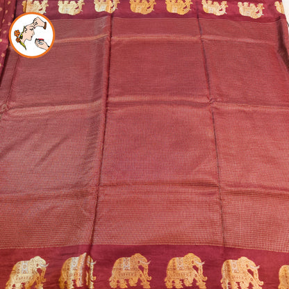 Coffee Brown Podikattam elephant border soft viscose Fancy Silk Saree