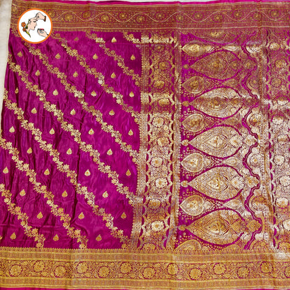 Purple floral Jaal design Pure Banarasi Silk Partywear Saree