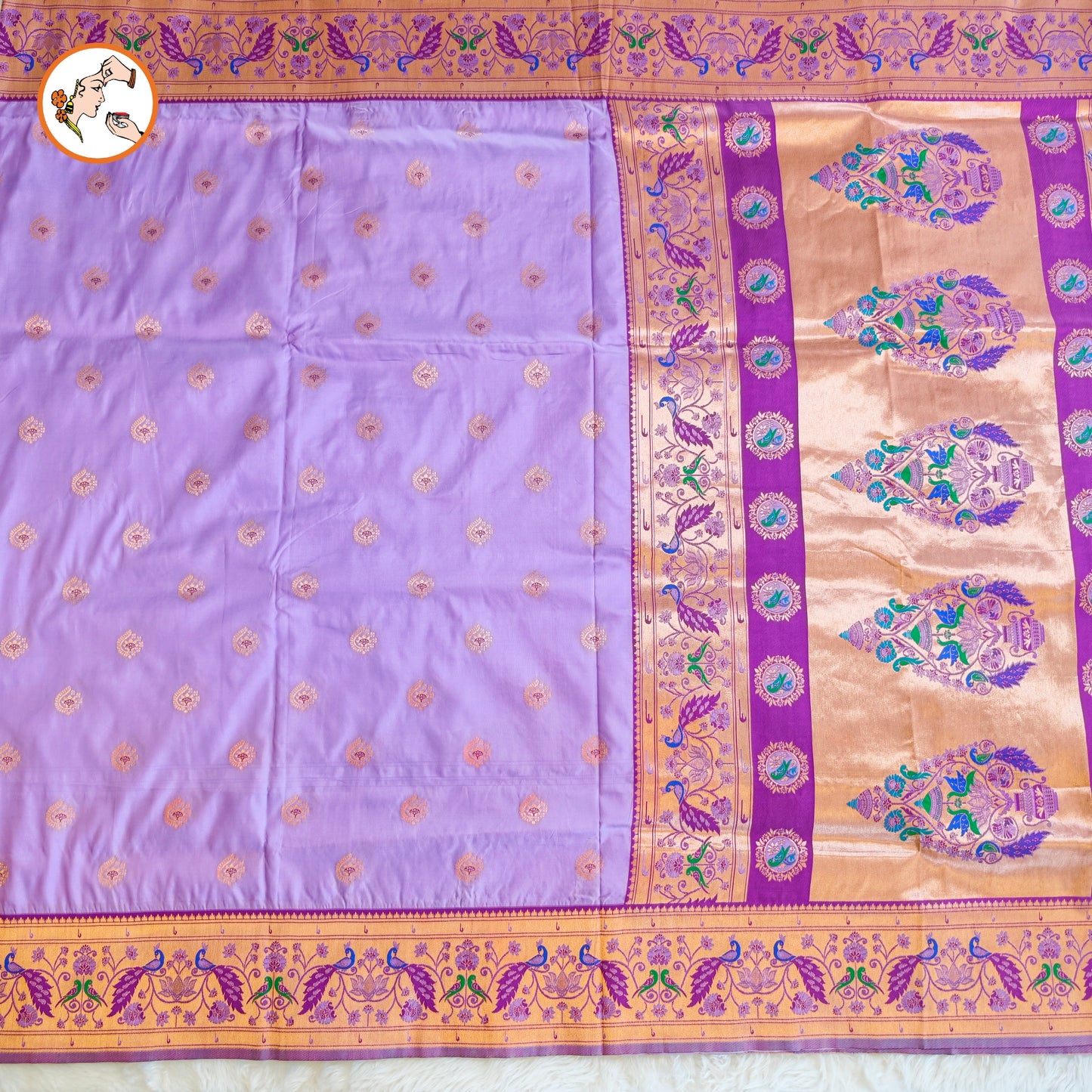 Lavender colour Traditional Paithani Soft Silk Saree
