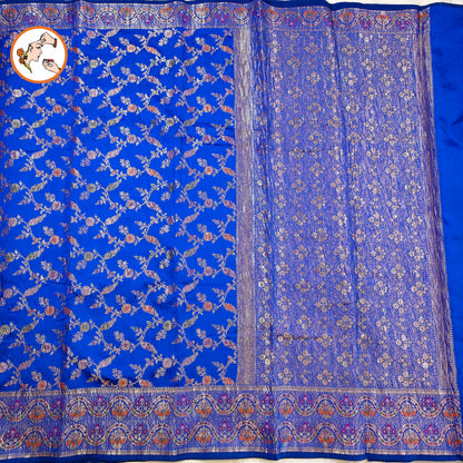 Royal Blue Meenakari weaving Banarasi Crush Saree