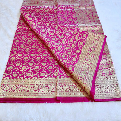 Pink Bridal Wedding Banarasi Saree Vivahasilks