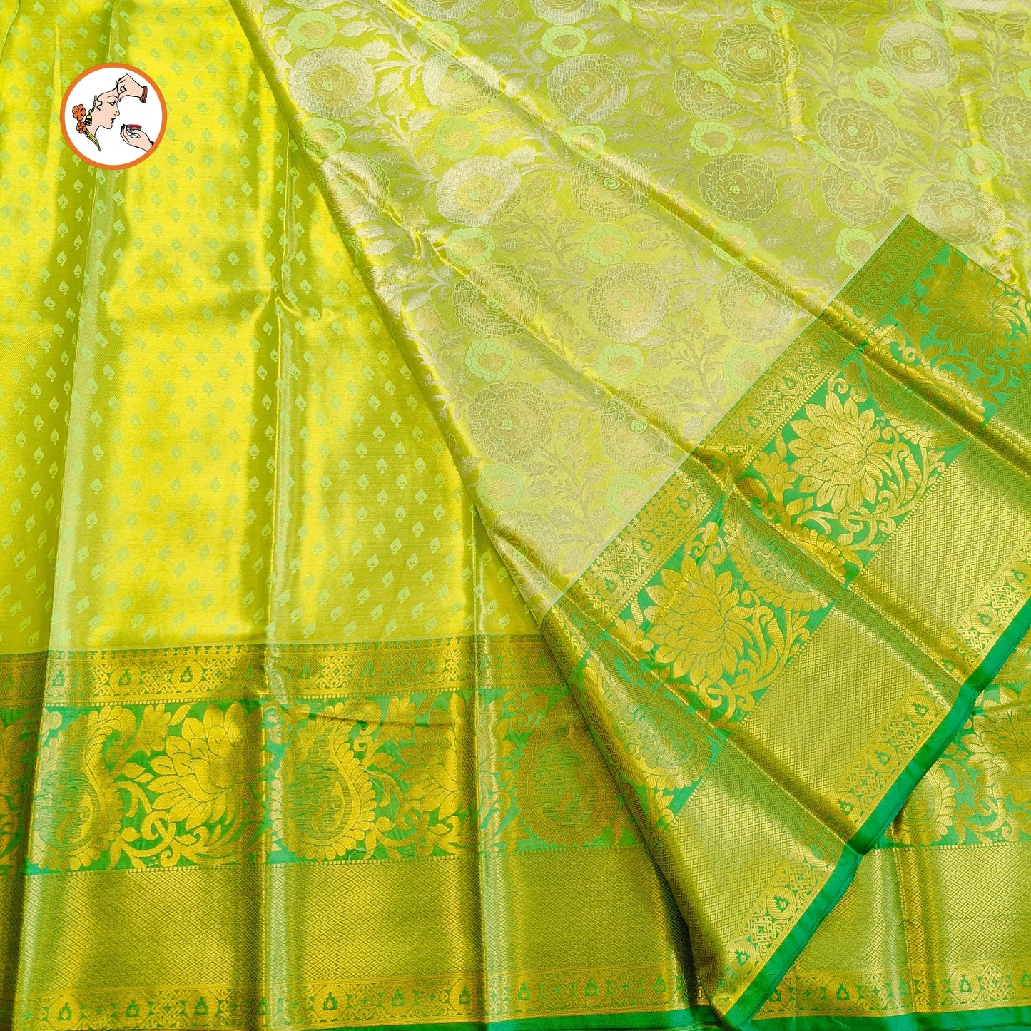 Parrot Green High Tissue Kanchipuram Mix Silk Saree Vivahasilks