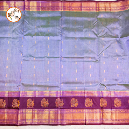 Lavender with Maroon Mayil border Podi Kattam Pure Silk Cotton Saree