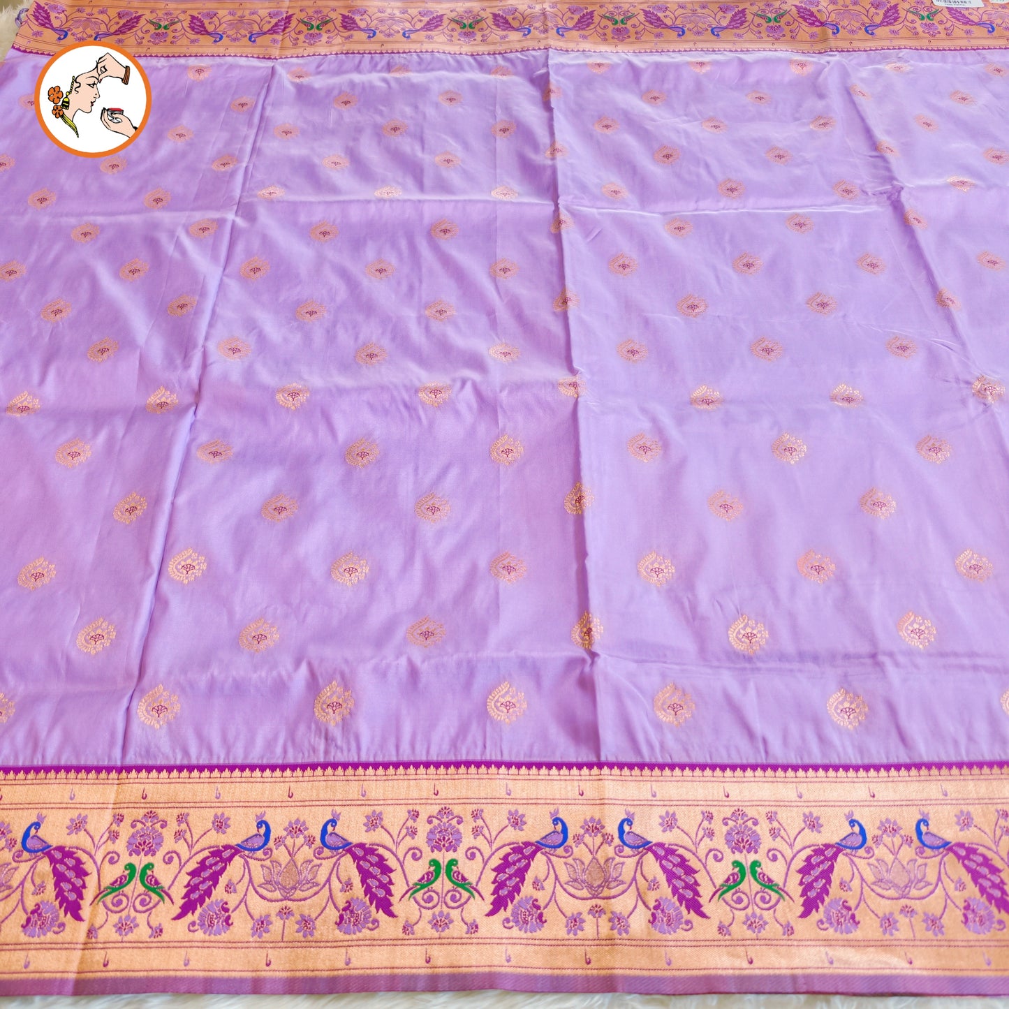 Lavender colour Traditional Paithani Soft Silk Saree