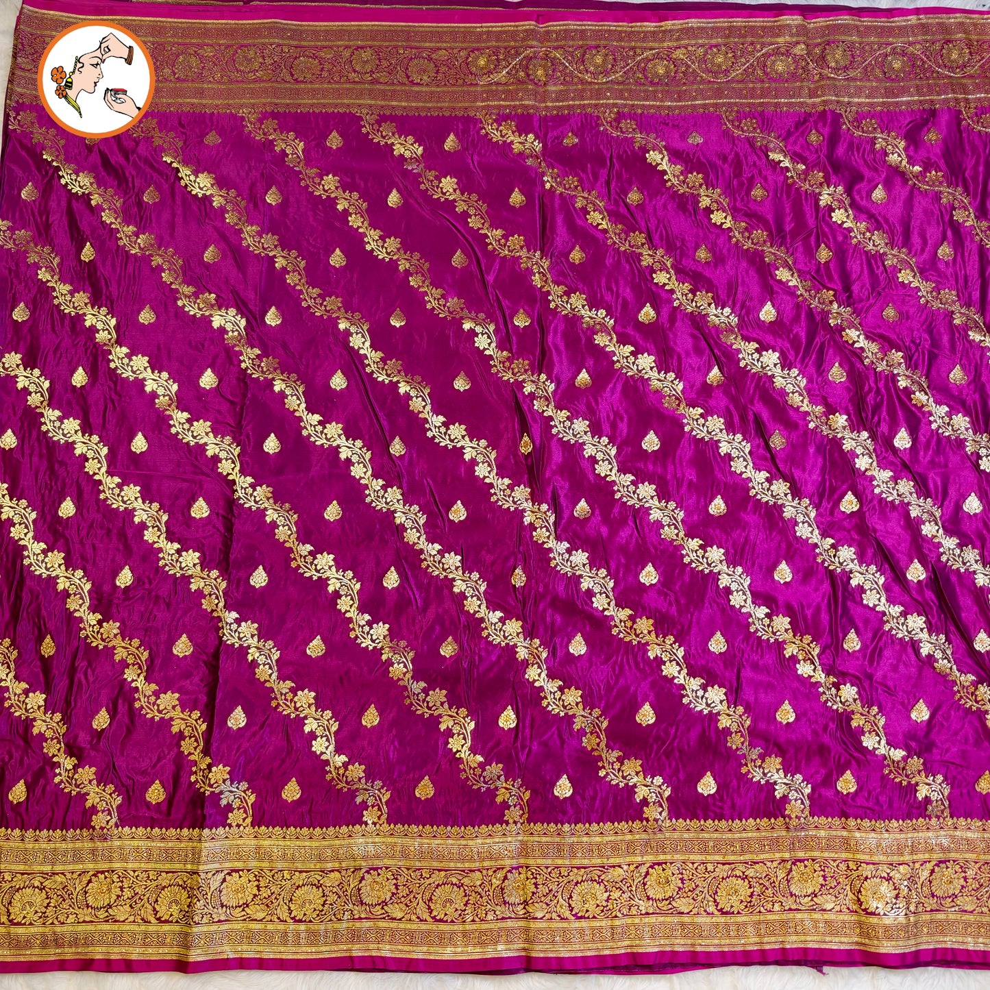 Purple floral Jaal design Pure Banarasi Silk Partywear Saree