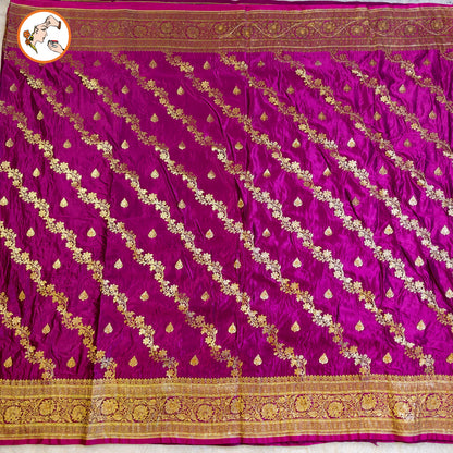Purple floral Jaal design Pure Banarasi Silk Partywear Saree