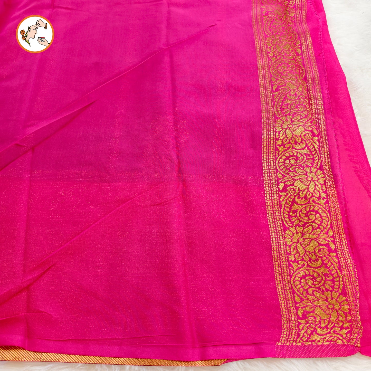 Purple with Pink border Fancy Georgette Saree