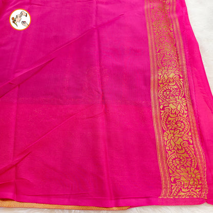 Purple with Pink border Fancy Georgette Saree