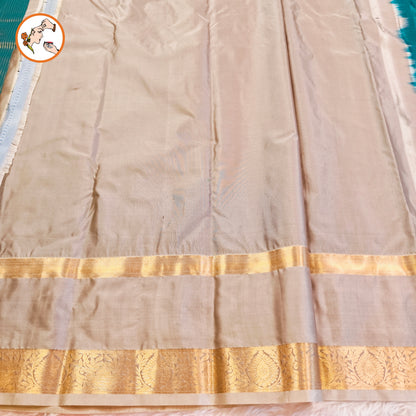 Peacock Green peacock border Vairoosi stripes Kanchipuram Semi SIlk Saree