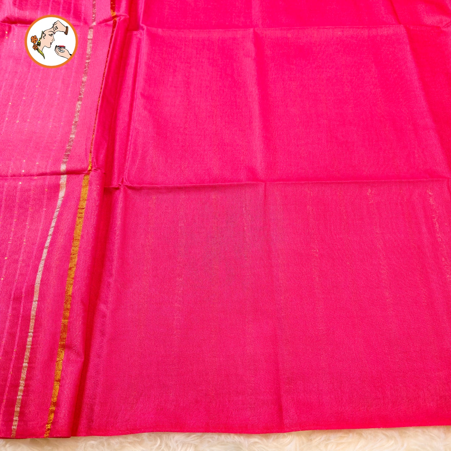 Pink Vertical stripes Handloom Cotton Casual Saree