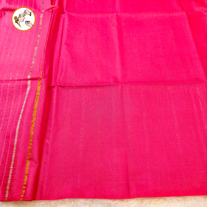Pink Vertical stripes Handloom Cotton Casual Saree