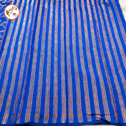 Royal Blue Meenakari weaving Banarasi Crush Saree