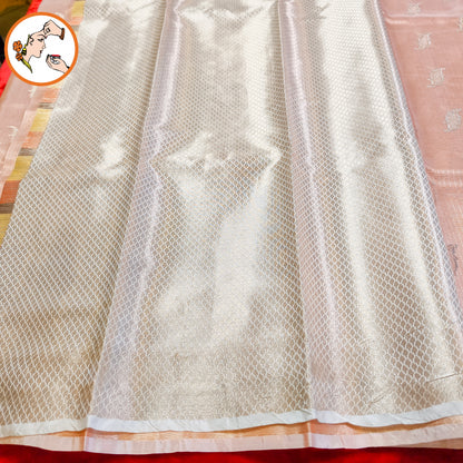 Peach Paithani border Kota Tissue Fancy Silk Saree
