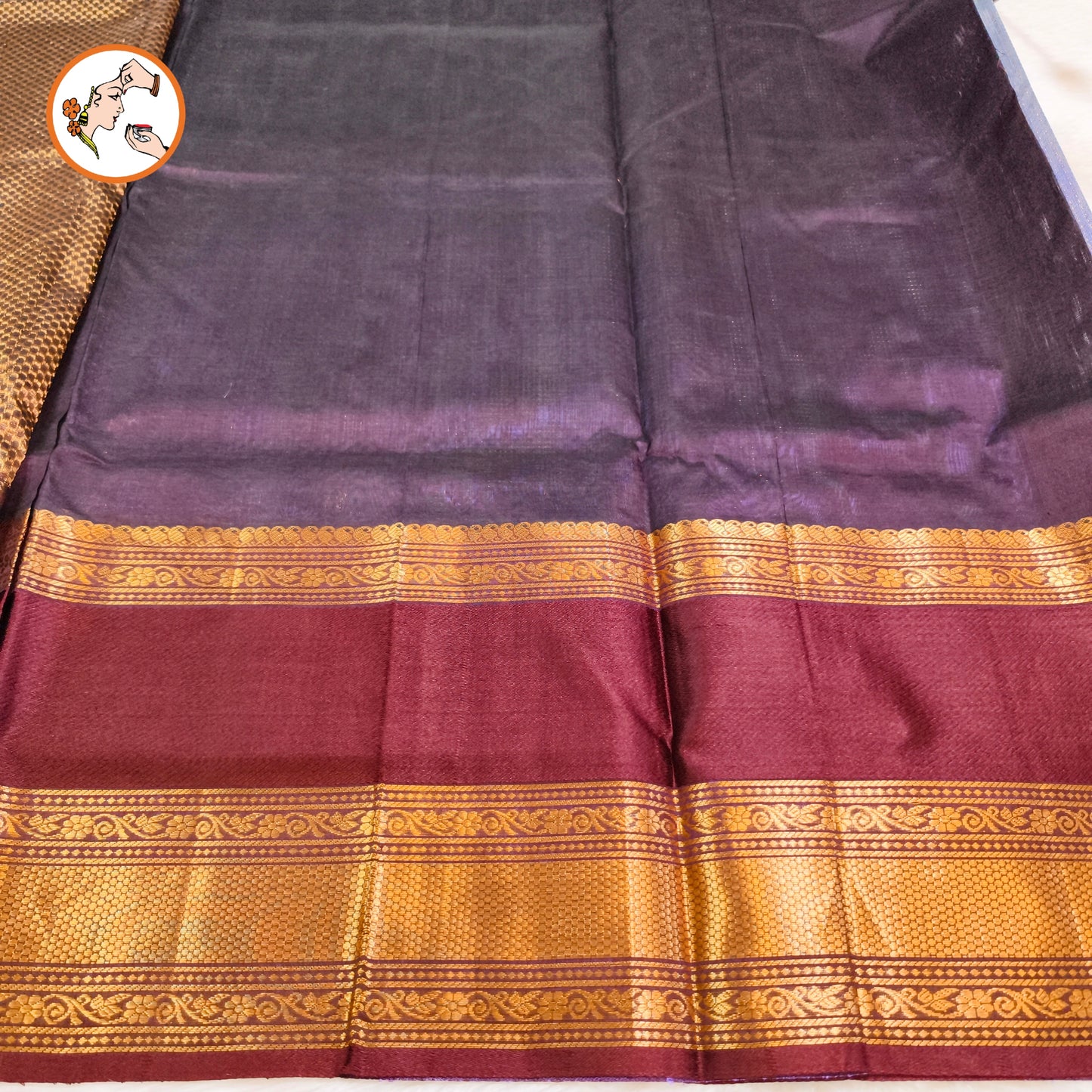 Lavender with Maroon Mayil border Podi Kattam Pure Silk Cotton Saree