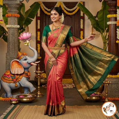 Mauve Pink (Arakku) Vairoosi Vertical stripes Kanchipuram Semi Silk Saree