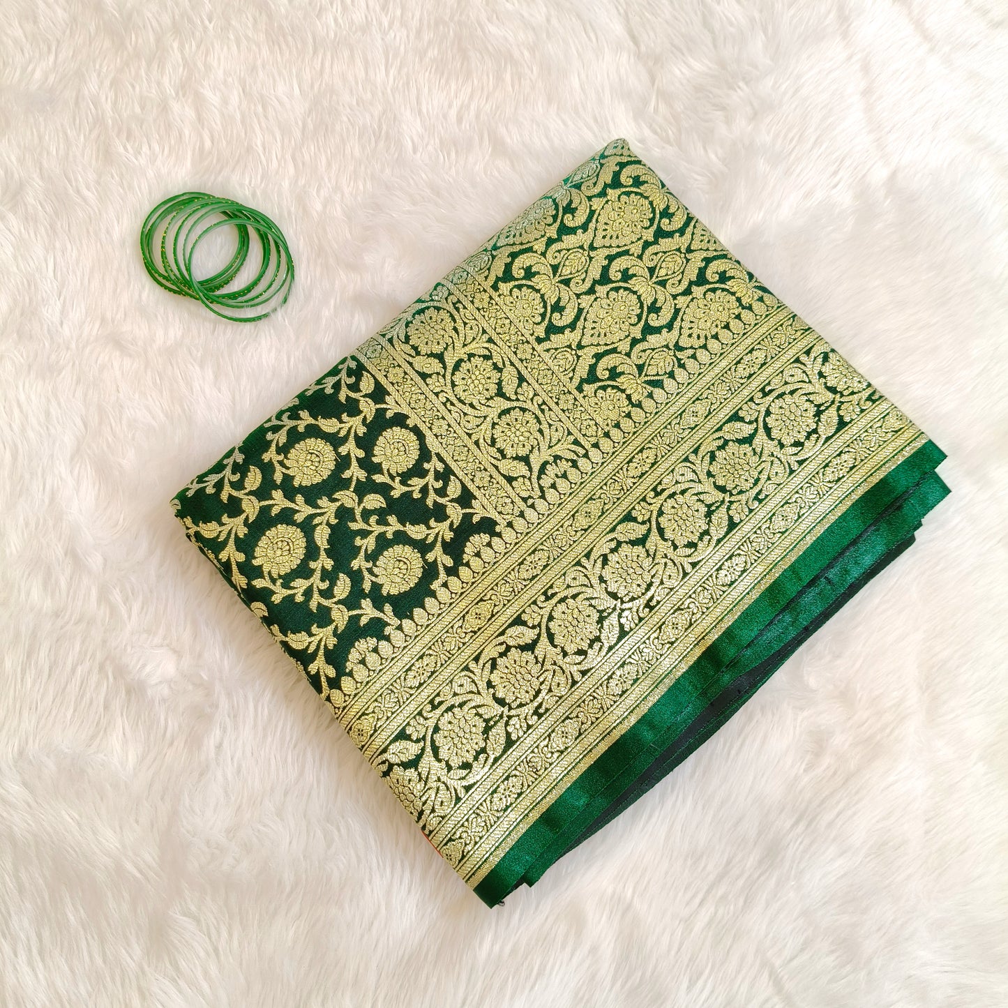 Dark Green Bridal Wedding Banarasi Saree