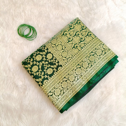 Dark Green Bridal Wedding Banarasi Saree Vivahasilks