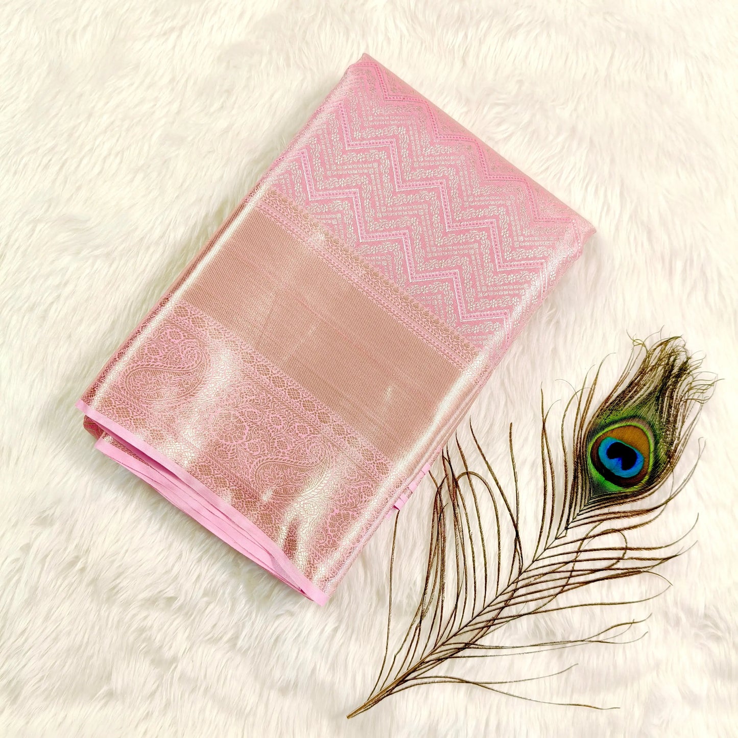 Lotus Pink High Tissue Kanchipuram Mix Silk Saree Vivahasilks