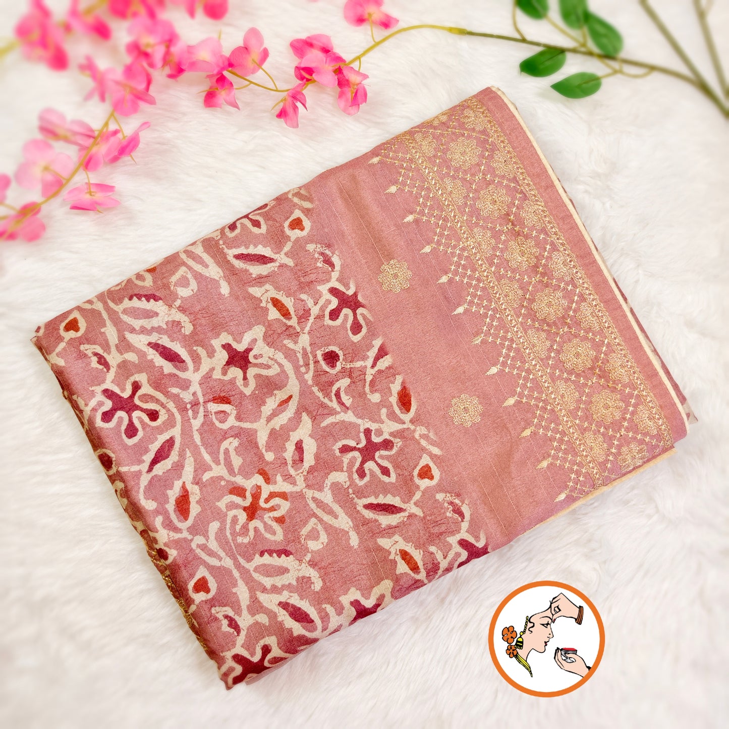Onion Pink Unique Pattern Raw Silk Designer Saree with embroidery work