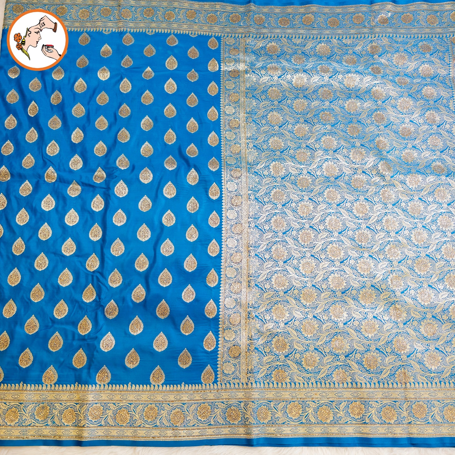 Blue Bridal Pure Banarasi Partywear Saree with Zircon stones