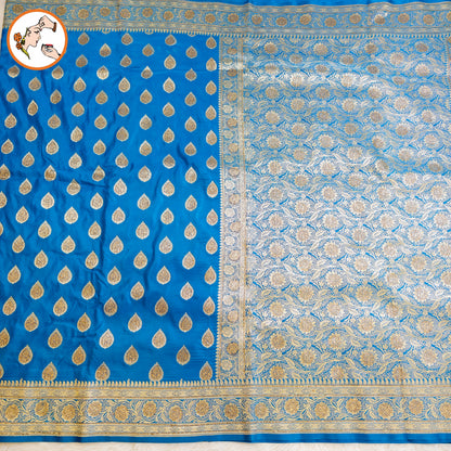 Blue Bridal Pure Banarasi Partywear Saree with Zircon stones