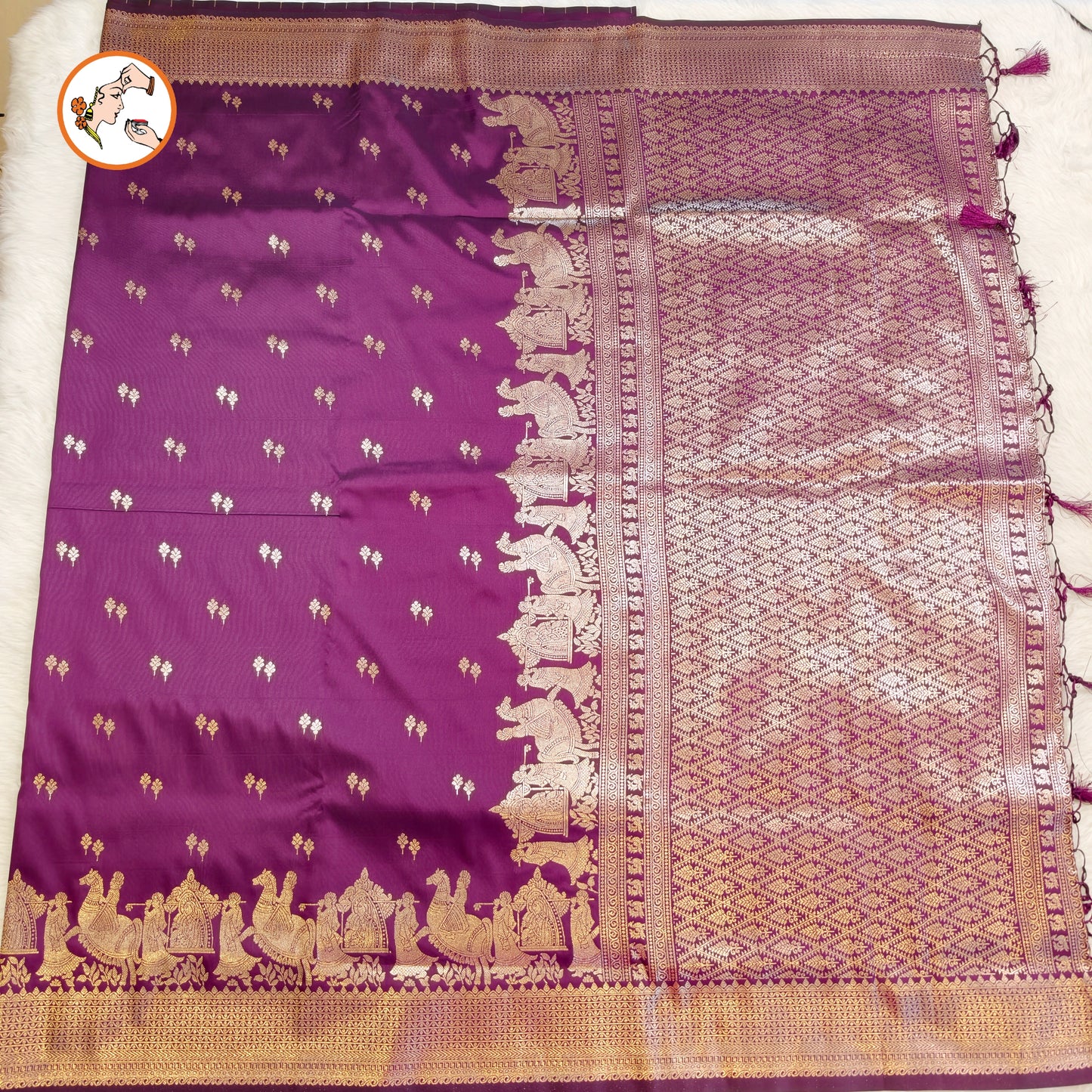 Wine colour Pallakku Banarasi Soft Silk Saree