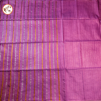 Lavender Vertical stripes Handloom Cotton Casual Saree