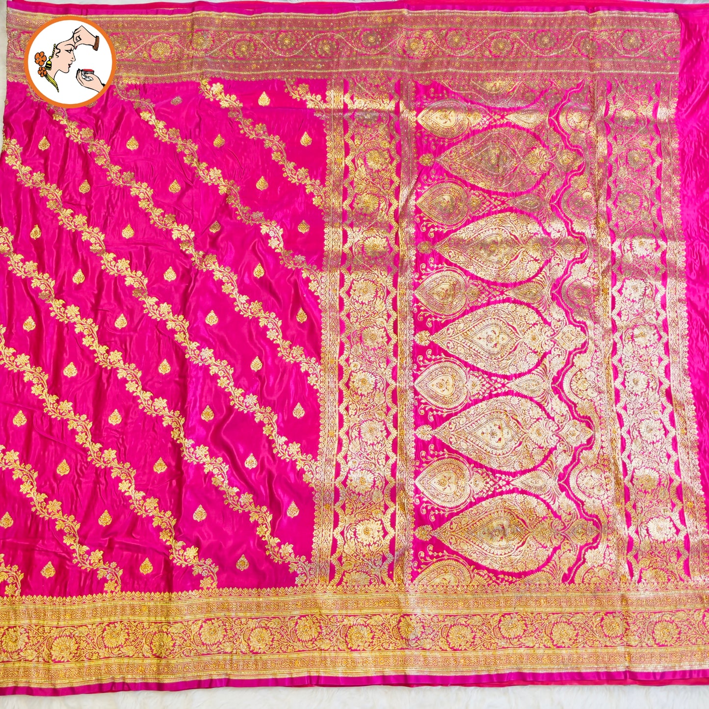 Ranipink floral Jaal design Pure Banarasi Silk Partywear Saree