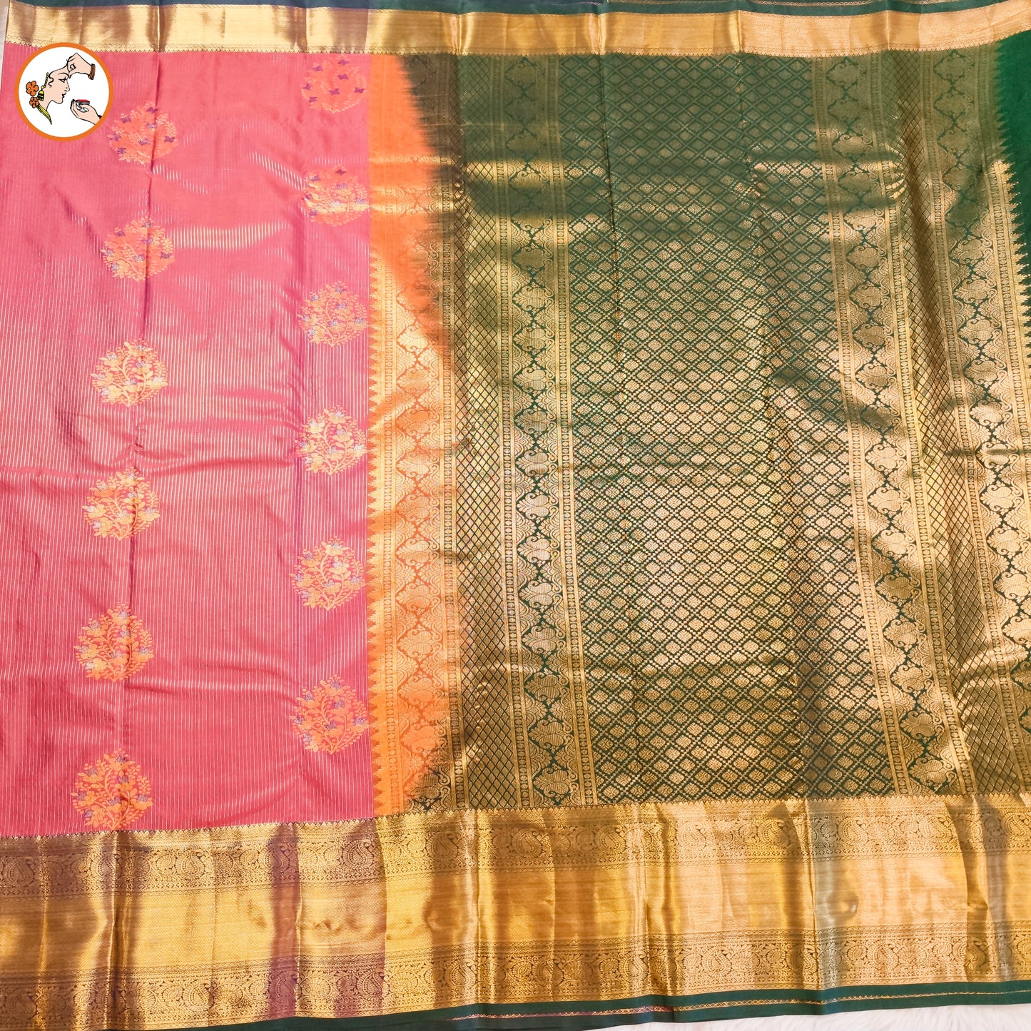 Mauve Pink (Arakku) Vairoosi Vertical stripes Kanchipuram Semi Silk Saree