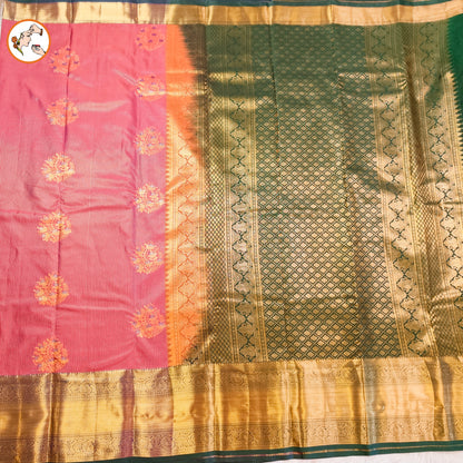 Mauve Pink (Arakku) Vairoosi Vertical stripes Kanchipuram Semi Silk Saree