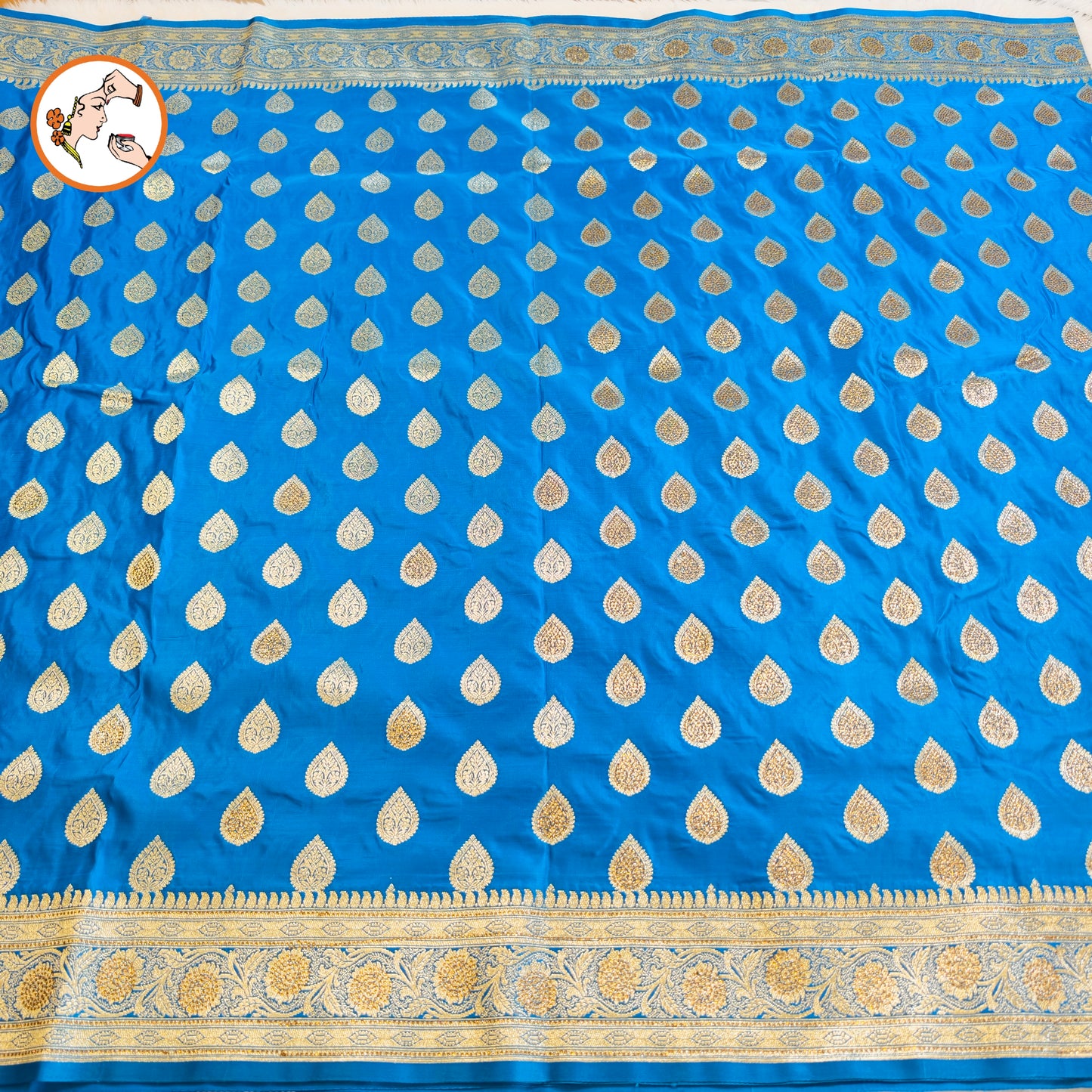 Blue Bridal Pure Banarasi Partywear Saree with Zircon stones