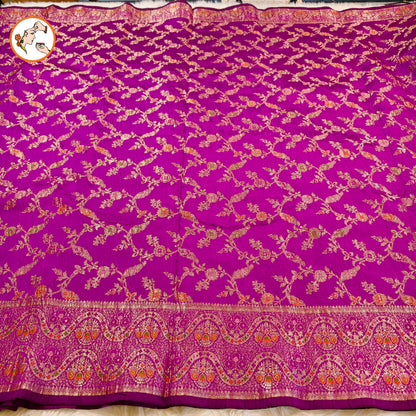 Magenta/Purple Meenakari weaving Banarasi Crush Saree
