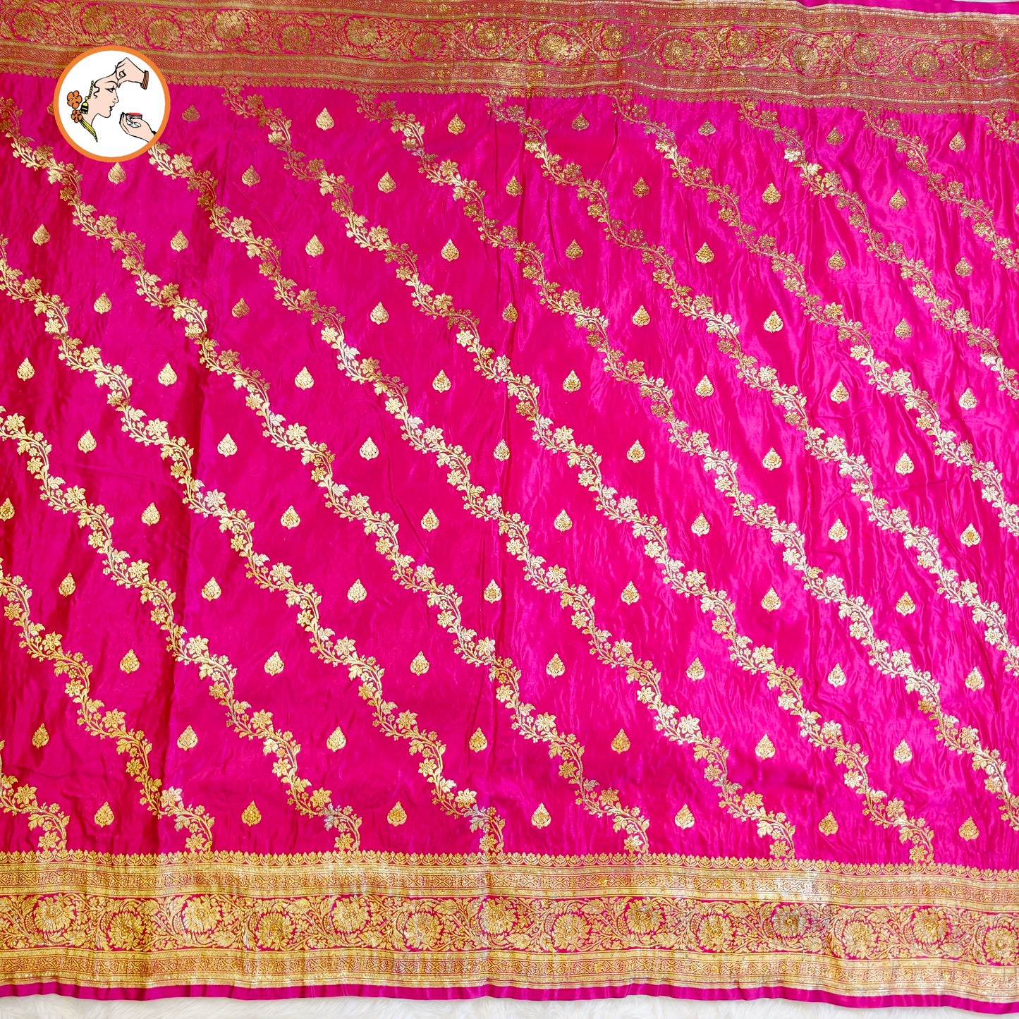 Ranipink floral Jaal design Pure Banarasi Silk Partywear Saree