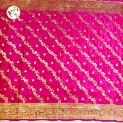 Ranipink floral Jaal design Pure Banarasi Silk Partywear Saree