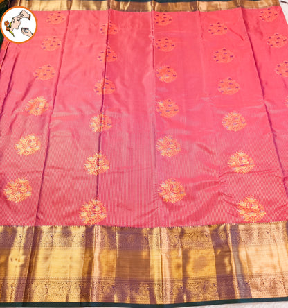 Mauve Pink (Arakku) Vairoosi Vertical stripes Kanchipuram Semi Silk Saree