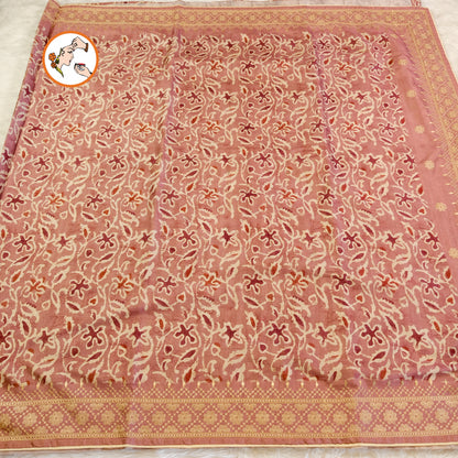 Onion Pink Unique Pattern Raw Silk Designer Saree with embroidery work