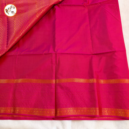 Golden Yellow with Pink Vairoosi border Soft Silk Saree