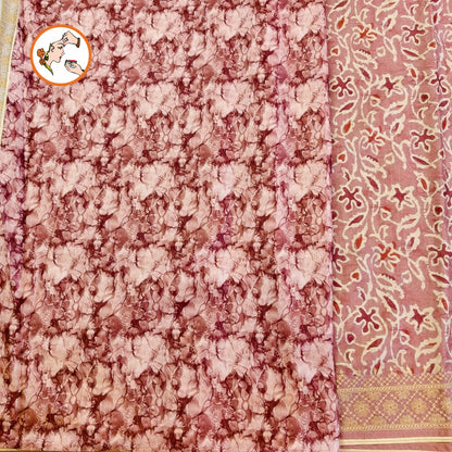 Onion Pink Unique Pattern Raw Silk Designer Saree with embroidery work