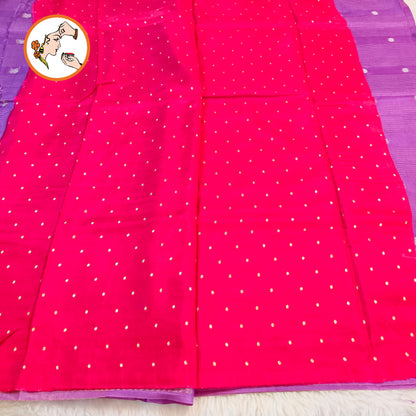 Lavender stripes body & peacock border Soft Viscose Fancy Silk Saree with Dark Pink Contrast blouse
