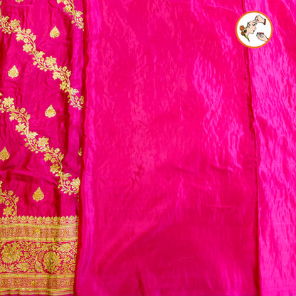 Ranipink floral Jaal design Pure Banarasi Silk Partywear Saree