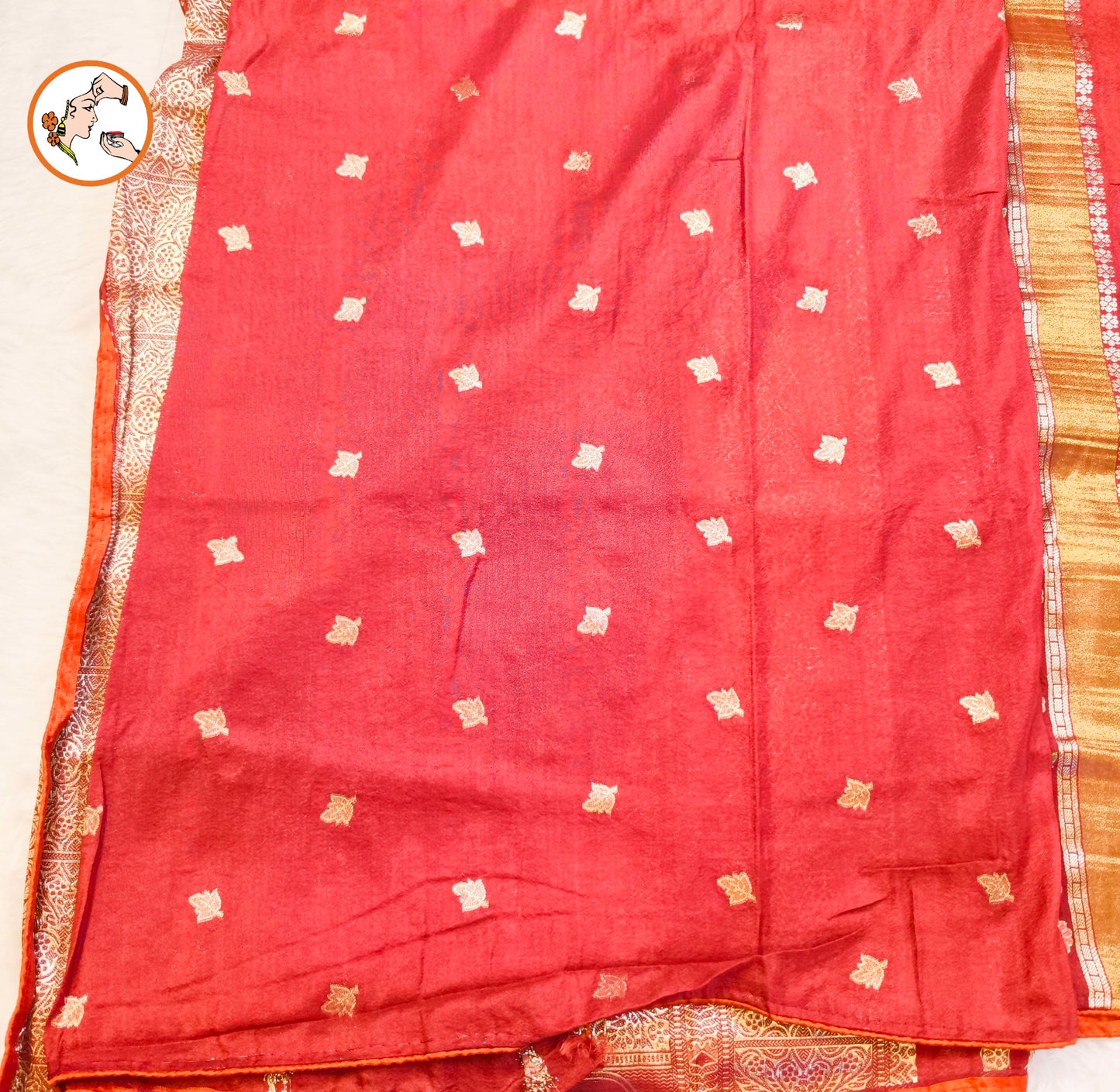Rust brown elephant motif Peacock Meenakari work Fancy Silk Saree