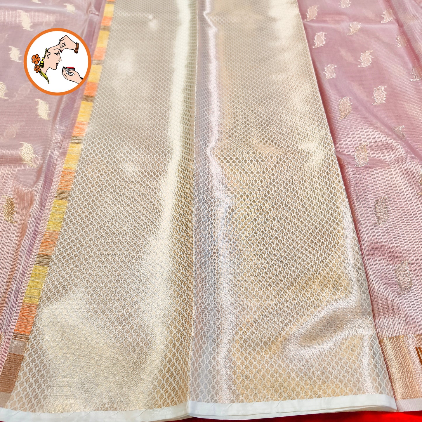 Pink Paithani border Kota Tissue Fancy Silk Saree