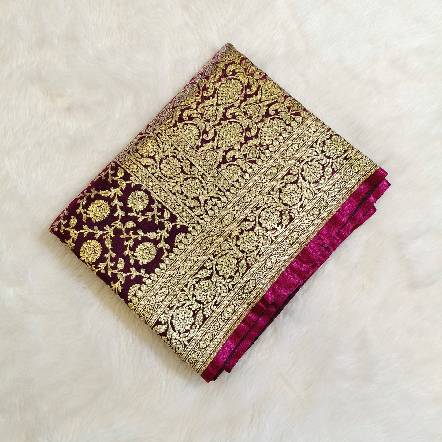 Wine Bridal Wedding Banarasi Saree
