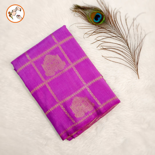 Lavender borderless Chariot butta Vintage checks Georgette Silk Saree