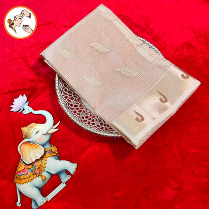 Baby Pink Paithani border Kota Tissue Fancy Silk Saree