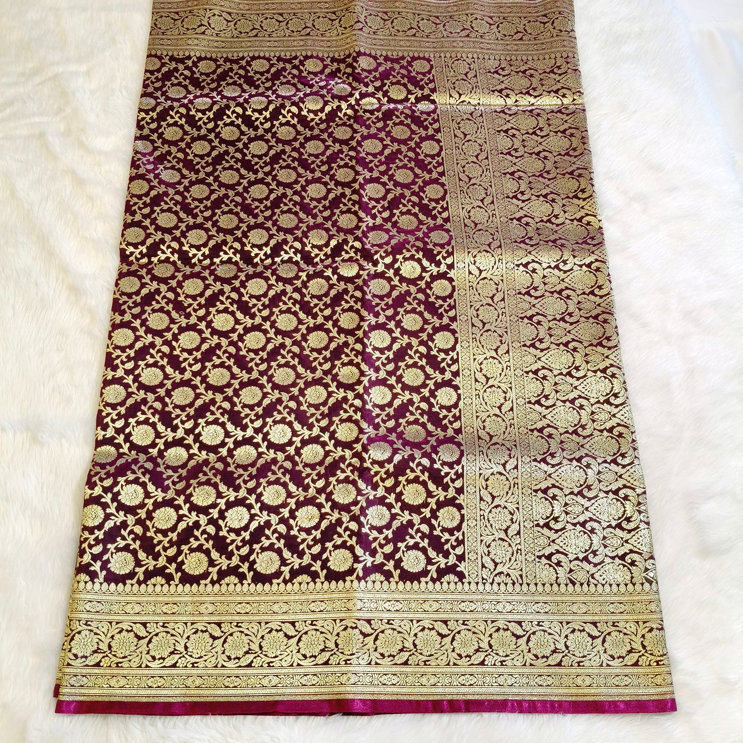 Wine Bridal Wedding Banarasi Saree
